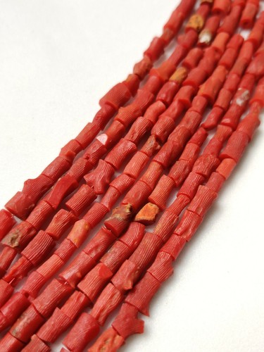 100% Natural Italian Coral Nugget Beads, Red Coral Coral Rough Beads 16 "Inches - Picture 4 of 6