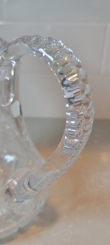 VTG Jahami Bohemian Lead Crystal Art Glass MCM Pitcher Clear Cut Hand Cut - Picture 4 of 10