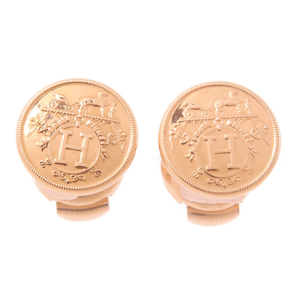 【HERMES】ダイヤモンド×Rose Gold☆ピアス Hermes Ex-Libris Hermes Ex-Libris Earrings 18k Rose Gold – RocDiamonds