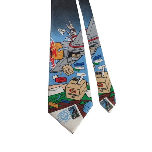 Looney Tunes Stamp Collection Mens Necktie Accessory Office Work Casual Dad Gift - Picture 3 of 6