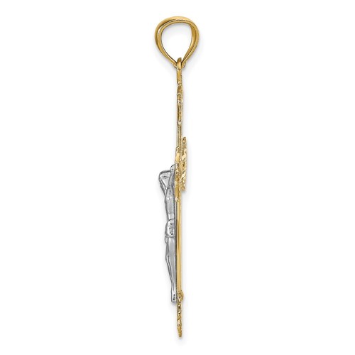 Real 14kt Two-tone Crucifix Pendant - Picture 2 of 6