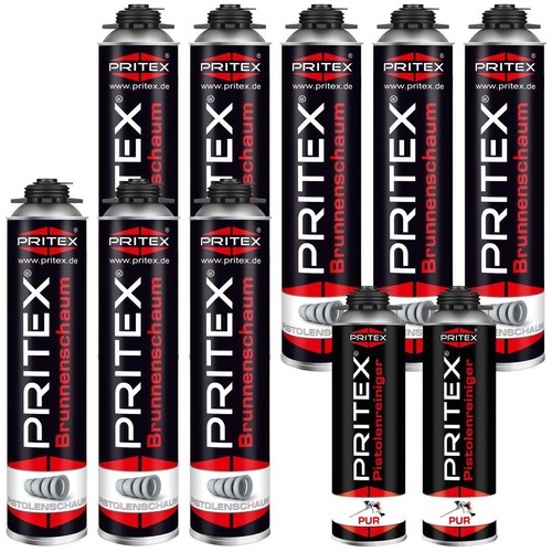 Brunnenschaum Set 8 x 750 ml inkl. 2 Pistolenreiniger Bauschaum Pistolenschaum  - Bild 1 von 6