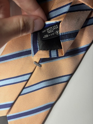 Corbata italiana 100 % seda ZEGNA naranja a rayas para hombre Ermenegildo Zegna - Imagen 5 de 8