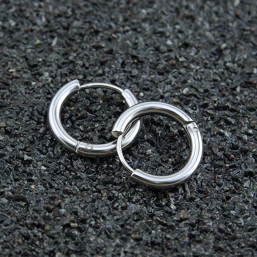 Men's Women's Stainless Steel Tube Ear Stud Hoop Huggie Punk Earring Jewelry UK - Picture 6 of 10