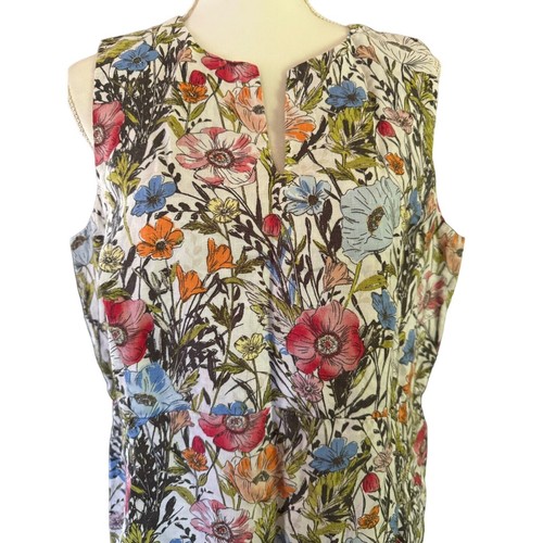 J. Jill Love Linen Floral Wildflower Sleeveless Dress w/ Pockets, Medium Petite - Picture 4 of 4