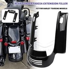 Black ABS Rear Fender Fascia Extension Filler Panel For Harley Road Street Glide