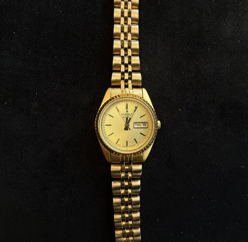 V783-0030 Pulsar Watch Women's Gold Plated 24mm Case Jubilee Bracelet Day Date - Picture 3 of 8
