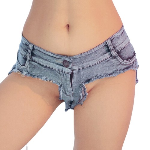 Women Micro Denim Shorts Low Waist Hot Pants Ripped Mini Jeans Clubwear New - Picture 15 of 15