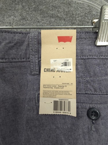 Pantalone Levi's Chino Jogger Uomo 33x30 Mid Rise Gamba Conica Polsino Elastico Blu Nuovo con etichette - Foto 9 di 19