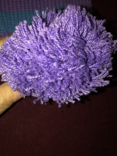 Children’s Place Girl’s Purple & Blue Striped Scarf With Pom Poms - Picture 8 of 12