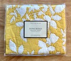 Pottery Barn SONGBIRD Quilted Euro Sham 26x26: Yellow & White Cotton (One Only)