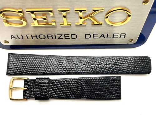 SEIKO HERREN NIE GETRAGEN 18 MM SCHWARZ EIDECHSE LEDER DRESS WATCH BAND 819-18