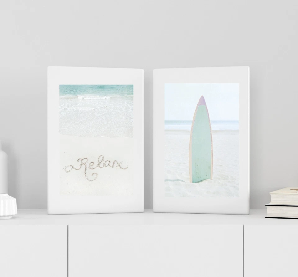 Conjunto de 3 estampas de arte de parede de palmeira de praia pôster de surf impressão costeira - Imagem 3 de 4