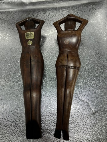 lot of 2 Vintage Alii Folk Art 13” Hand Carved Wooden Naked Lady Nutcracker - Picture 10 of 10