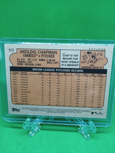 2021 Topps Heritage Chrome Aroldis Chapman /999 New York Yankees #515 - Picture 2 of 2