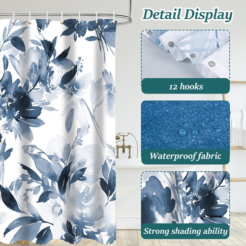 Fabric Shower Curtain Elegant Flower Bathroom Shower Curtains 180*180cm∞ - Picture 4 of 29