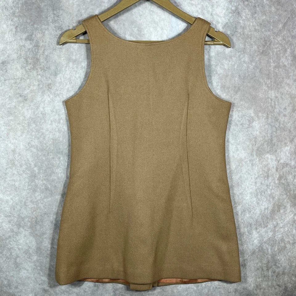 Chaleco de Colección Años 40 100% Lana Mujer Pequeño Marrón Paja Botón Bolsillos Delanteros Foto 4 de 4