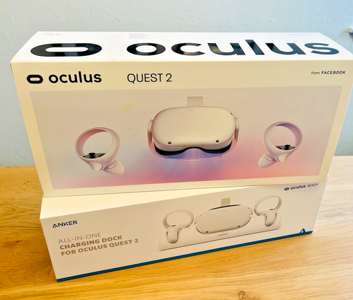 Oculus Meta Quest 2 Virtual Reality VR Headset 256GB + Anker Ladestation