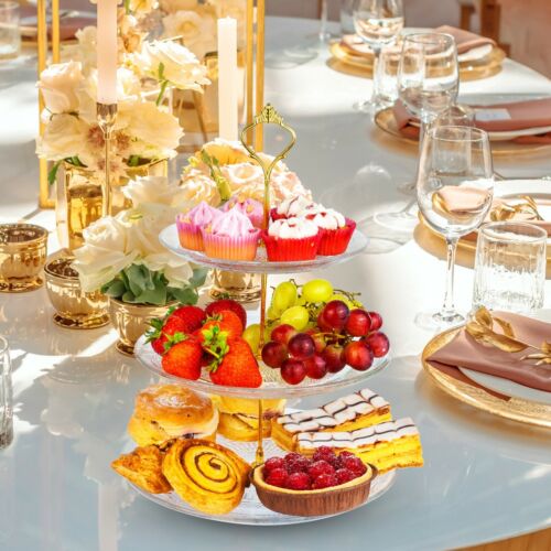 3/2 Ebenen Glas Keramik Kuchenständer Nachmittag Tee Hochzeit Teller Party Geschirr - Bild 31 von 37