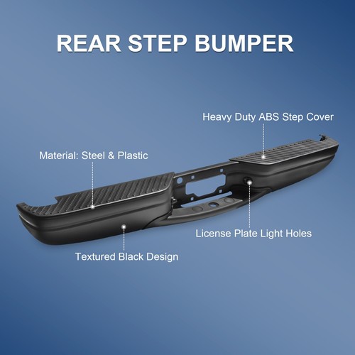 Rear Step Bumper Assembly Black For Ford 97-04 F-150 97-99 Ford F-250 Styleside - Picture 6 of 7