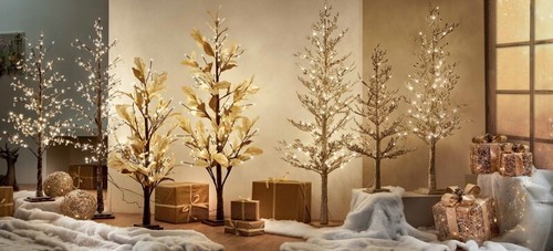 Albero di Natale LARICE 90 cm con LED a Batteria BRANDANI Oro Champagne Glitter - Foto 3 di 8
