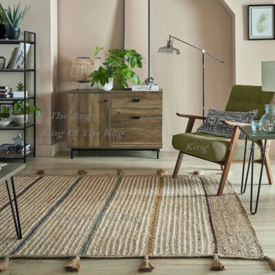Mehrfarbig Teppiche Jute Läufer Handmade Matte Natürlich Rustikale Optik