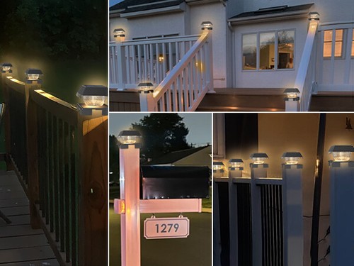 Solar Post Cap Lights Outdoor IP65 Powered Deck Fence Lights for 3.5 to 5.5inch - Picture 15 of 41
