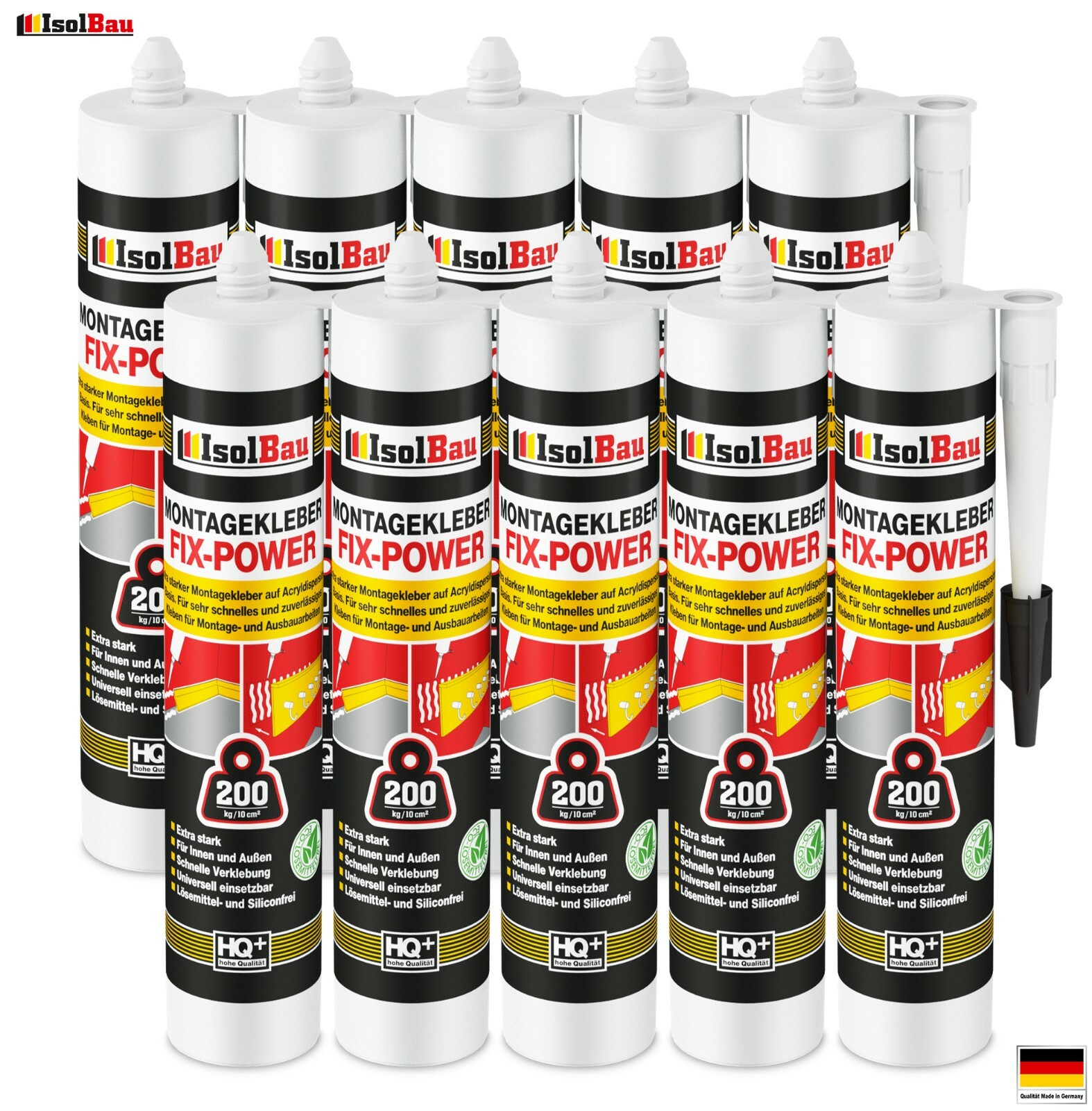 Montagekleber FIX-POWER Baukleber 10 x 300ml Styroporkleber weiß 200kg / 10cm