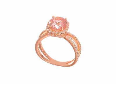 Sterling Silver Pink Nano Crystal and CZ Ring Sterling Silver Pink Nano Crystal and CZ Ring