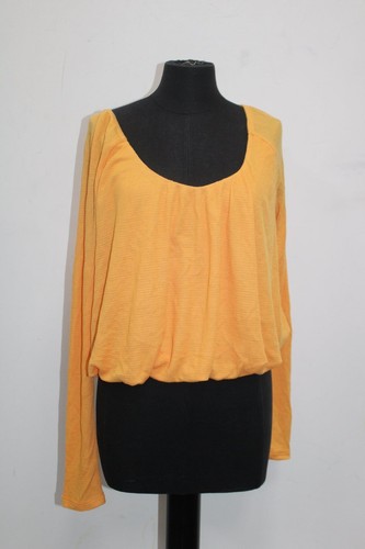 Free People Womens Orange Long Sleeve Keyhole Top Size S
