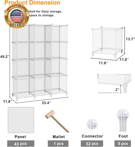 Cube Storage Organizer, Closet Organizers and Storage, 12 Cube Shelves Bookshelf - Picture 3 of 7