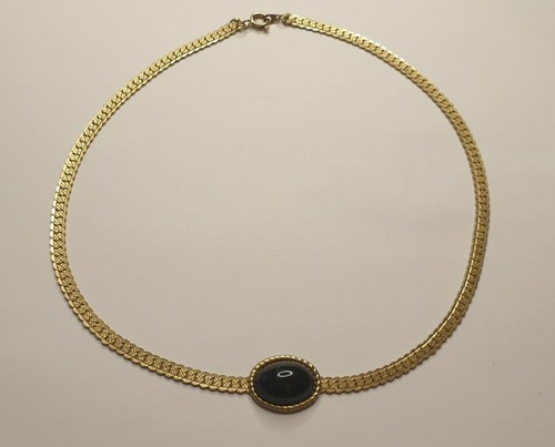 Black Stone Centre Bevelled Necklace | eBay