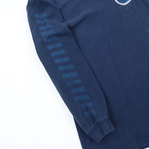 Vintage Nike Y2K T-Shirt Big Logo Patch Long Sleeve Silver Tag Blue 2XL XXL - Picture 3 of 5