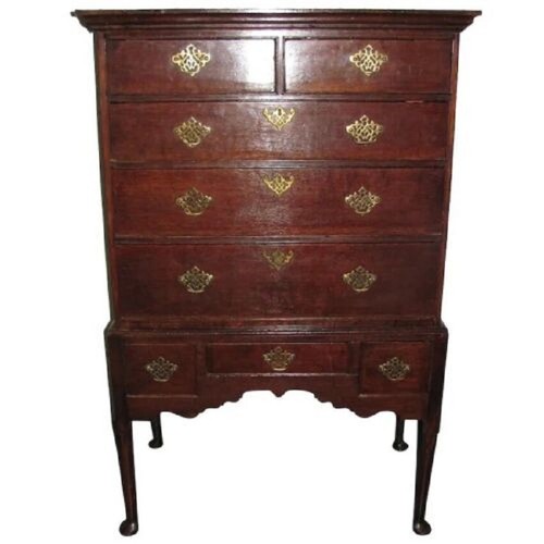 Antique English Oak Queen Anne Highboy Chest of Drawers Circa 1750 - Picture 1 of 15