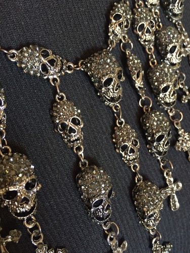 $ 750 Silber Sylva Skelett Schädel Anhänger Kristall Halskette Schmuck Swarovski Chun - Bild 4 von 9