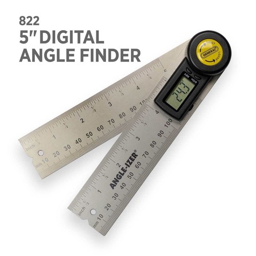 General Tools 822 Digital Angle Finder Ruler - 5" SS Woodworking Protractor - Picture 2 of 5