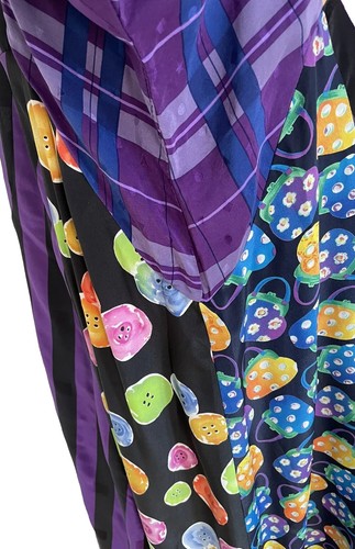 CONNIE FAILS Womens XL DRESS Purple Unique Mix Print Long Oversized Rare Vintage - Picture 10 of 16