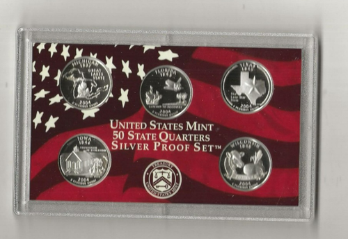 2004 s 5-piece silver quarter proof set no box or COA