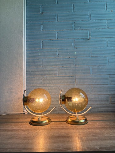 Vintage Pair of Space Age Table Lamp Mid Century Design Bedside Light Sputnik - Picture 17 of 18