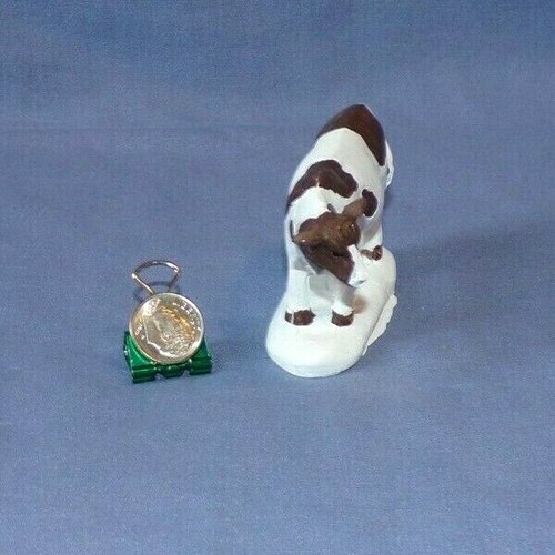Miniature Dollhouse Cow Farm Barn Animal Figurine Resin 2" in Snow Brown Spotted - Picture 4 of 4