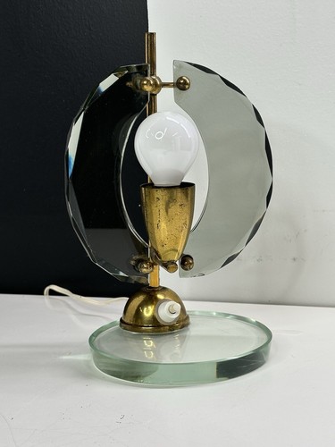 Petite 1950s Fontana Arte Mid-Century Modern Brass and Glass Italian Table Lamp - Picture 1 of 16
