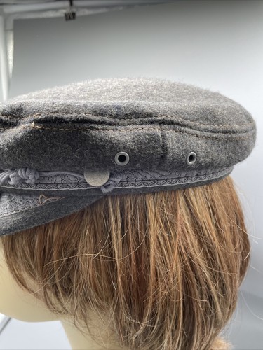 Unisex Greek Fishermens hat grey Wool nylon Sz 6 3/4 Lace Trim vintage small - Picture 4 of 24