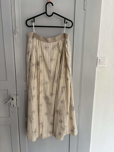 Trachten austriaco a righe beige e bianche, tessuto folklore vintage Cottage core - Foto 10 di 10