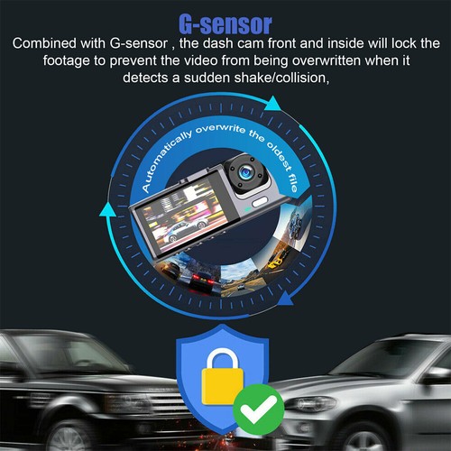 1080P Car Dash Cam Front&Inside& Rear DVR Driving Recorder Night Vision G-Sensor - Picture 12 of 14