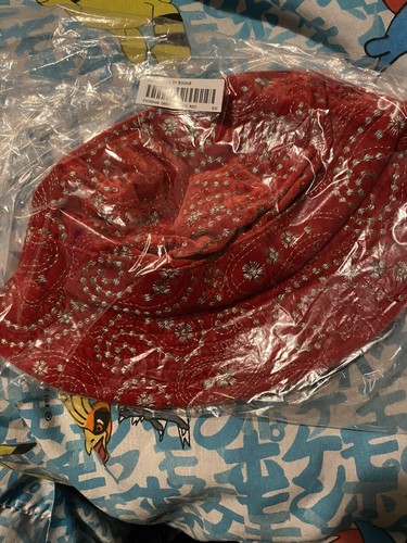 Supreme Velvet Paisley Boonie Red Size S/M FW23 CRUSHER Spellout Red Ships Fast - Picture 3 of 6