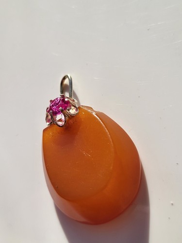 Vintage Butterscotch Amber and Silver Pendant with Silver 875 Nice Items 4.7g - Picture 3 of 11