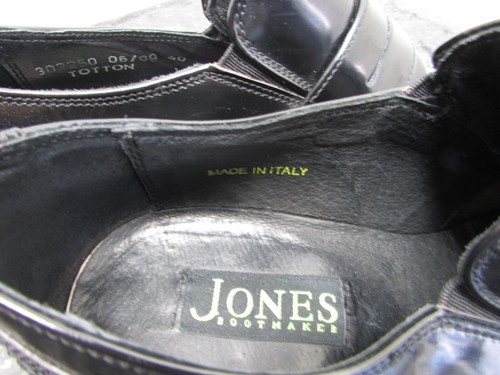 lavorazione artigia Jones Bootmaker Men formal Shoe Black Leather Slip On UK7 40 - Picture 4 of 7