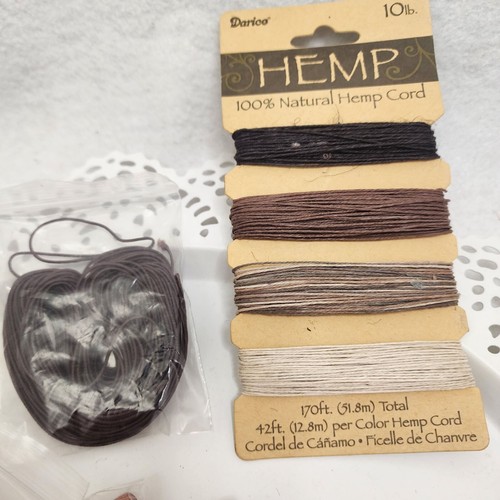 Bead Craft Lot Wooden Dyed Small Med Large Barrel plus Scissor Snips, Hemp Twine - Picture 2 of 14