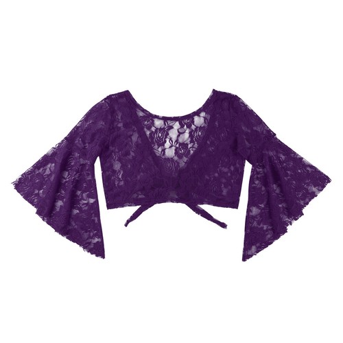 Freebily  Womens Chiffon Cardigan Wraps Lace Crop Top Flare Sleeve Blouse Tank - Bild 29 von 120