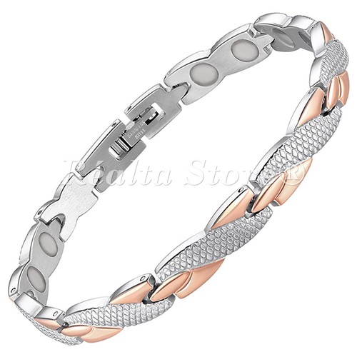 Ladies Magnetic Bracelet Stainless Steel & Rose Gold, Joint Pain Relief - GSSM - Foto 1 di 5